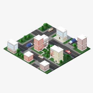 Izometryczne miasto - Cinema 4D