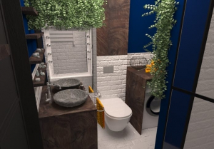 Granatowa łazienka