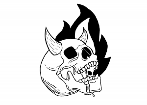 Fiery skull