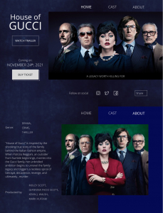 Strona internetowa filmu „Dom Gucci”