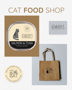 Logo sklepu z karmą dla kotów \"DeliCAT\"