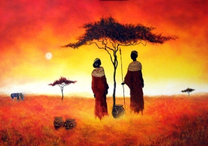 Afryka - obraz, olej na płótnie