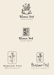 Projekty logotypu dla kwiaciarni Blossom