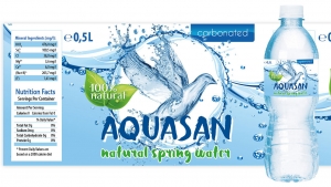 Etykieta wody źródlanej Aquasan